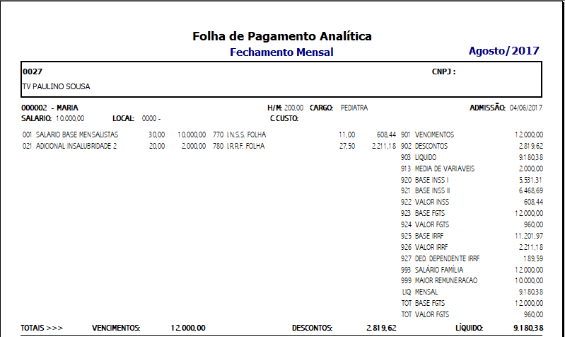 Folha de Pagamento - Grupo Módulos